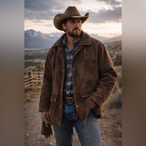 Vtg. Wilsons Leather M. Julian Brown Faux Shearling Lined Suede Coat M Rugged